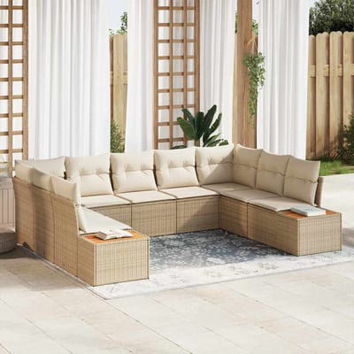 vidaXL - Tuinbank - Set - 5 - st - 9-Aantal - zitplaatsen - Beige - en - Crème
