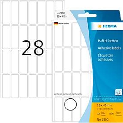 Universele etiketten Herma, 13 x 40 mm, zelfklevend, permanent, mat, 896 stuks, wit