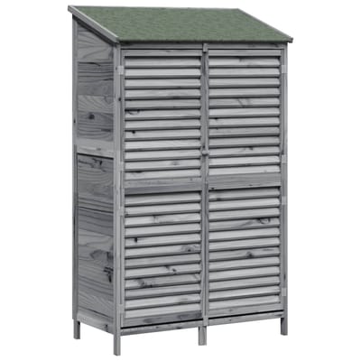 vidaXL - Tuin - Shed - met - dak - Grijs - 106 - x - 56 - x - 176,5 - cm - Massief - Vurenhout