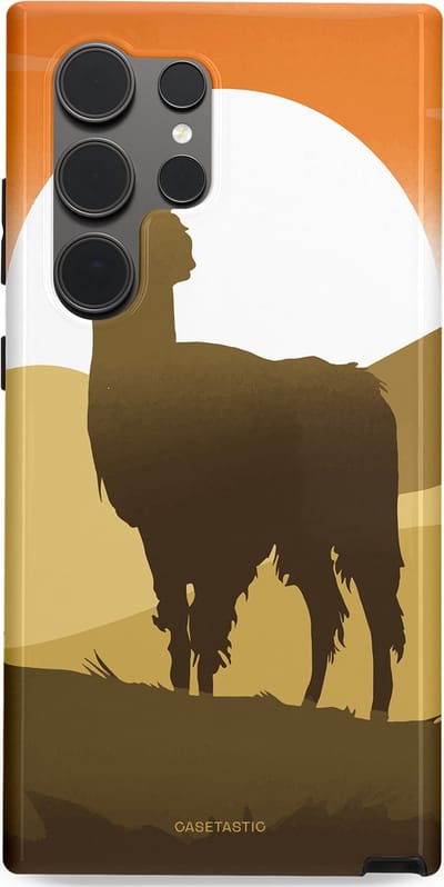 Casetastic Hoesje Geschikt voor Samsung S24 Ultra - Stijlvolle Beschermende Duo-layer Case - Silhouet Alpaca