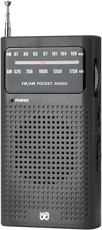 Draagbare AM/FM-zakradio - Kleine Draagbare Radio - Zakradio - Telescopische antenne - Werkt op batterijen - Zwart