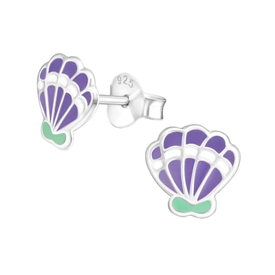 Oorbellen meisje schelp - schelpje - zilver - paars - mint groen - zomer - strand