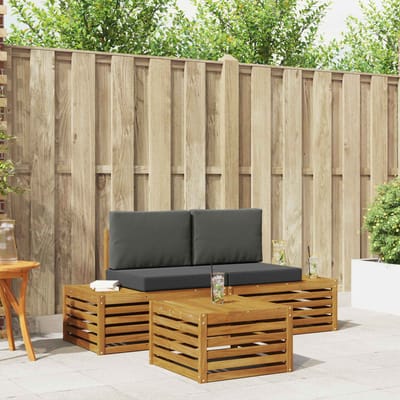 vidaXL - Buiten - bank - set - Natuurlijk - en - Antraciet - 59 - x - 59 - x - 37 - cm