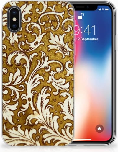 Back Cover voor Siliconen Hoesje Apple iPhone X | Xs Barok Goud