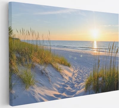 Saammp Canvas Schilderij - Strand - Zee - Pad Tussen Duinen - 30x20 - Foto op canvas - Wanddecoratie - muurdecoratie Woonkamer - Slaapkamer decoratie - Canvas Print