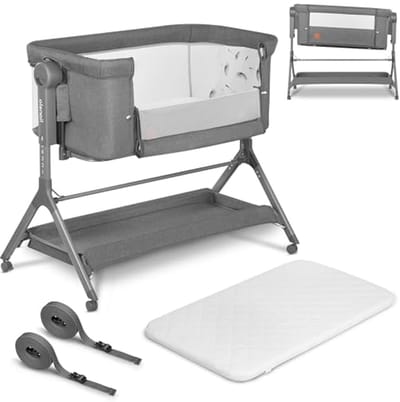 3-in-1 Co-Sleeper, Wieg en Babybed met Hoogteverstelling, Removable Cover en Opbergmand - Lichtgewicht en Verplaatsbaar