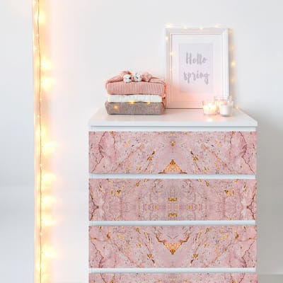 Meubelsticker met goud- en roze marmerprint, 40 x 60 cm