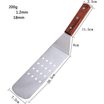 Keukenspatel Houten Handvat Grillspatel Roestvrij Staal Metaal Schraper Voor Pannenkoek Teppanyaki Bakplaat Kookgerei