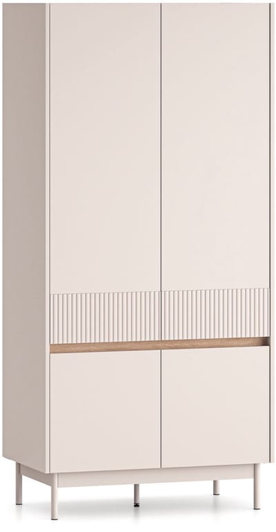 Selsey Dunea – Kledingkast 4-deurs, Kasjmier grijs/eikenlook, 92 cm