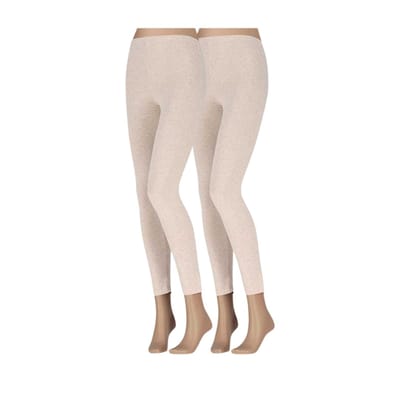Morethansocks - Legging dames - Basic - 2-Pack - Maat S t/m XXXL - legging dames katoen - dames legging - legging dames volwassenen