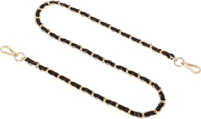 Tas met lederen band en platte ijzeren ketting voor schoudertas - Zwart met gouden accenten, 99 cm lang, ideaal voor modebewuste vrouwen