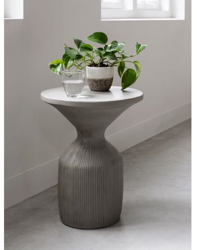 MUST Living Side table Flora Olive,41xØ51 cm, fiber cement olive