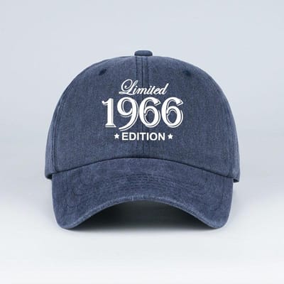 Limited 1966 Edition  Print Gewassen Baseballpet Verstelbaar Unisex Vintage Verjaardag Zon Hoed marineblauwe kleur