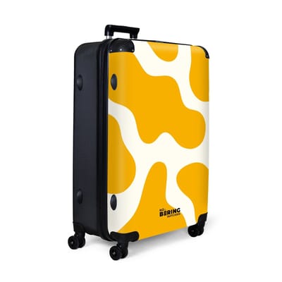 NoBoringSuitcases.com® - Koffer groot - Reiskoffer lichtgewicht - Wit met gele vlekken - Rolkoffer met 4 wielen - Grote trolley XL - 98 liter bagage