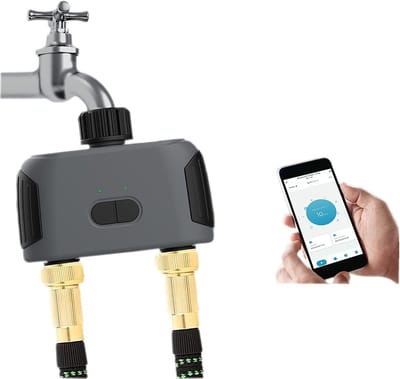 Slimme Tuinbesproeiing - Automatische Waterregelaar - Planten Verzorgen - Wifi Connectiviteit - 2 Uitgangen - Zwart