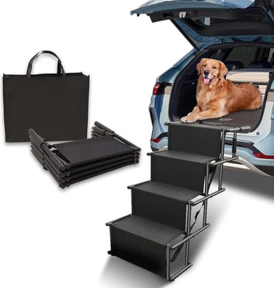 Hondentrap - Hondentrapje Opvouwbare Auto Huisdiertrap 4 Treden Lichtgewicht Waterdicht Antislip Grote en Kleine Honden - Vrachtwagens SUV Hellingen