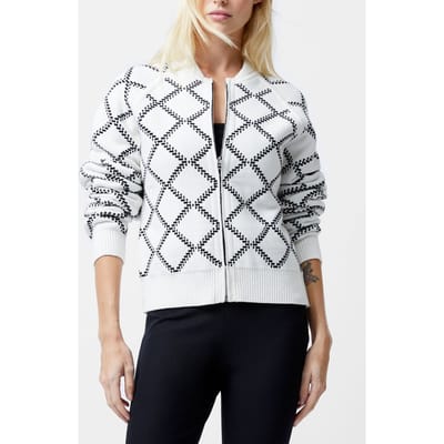 French Connection Odessa Reversible Checks Cardi Summer White Size: L | Bomber Jackets Outlet | Dames | Zwart