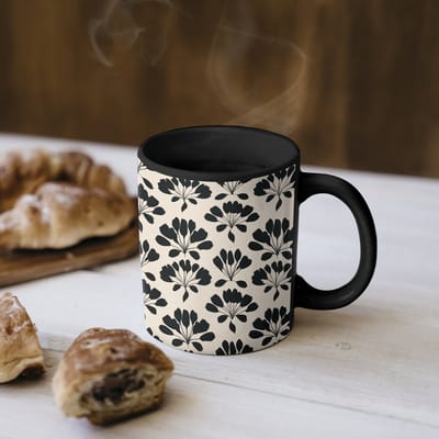 Magische Mok - Foto op Warmte Mokken - Koffiemok - Abstract - Patroon - Zwart - Magic Mok - Beker - 350 ML - Theemok