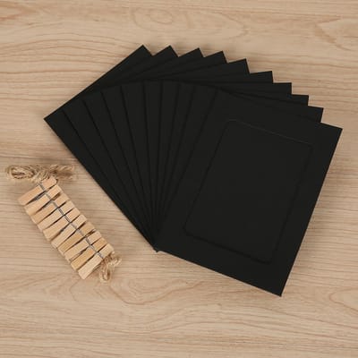 Cadre Photo Po en Papier 10 pièces Cadres Photo Suspendus Kraft Présentoir Pour Cadre Po Bébé Pour Décoration Murale Maison avec Clips et Ficelle Gratuits noir
