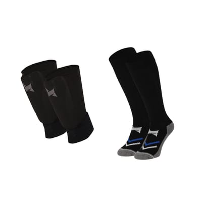Xtreme - Voetbalsokken + scheenbeschermers + enkelbandjes - Zwart - Zwart / M