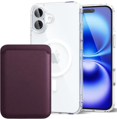Shockproof Anti Shock Back Cover Hoesje Compatibel met MagSafe Geschikt voor: Apple iPhone 16 Plus met Magnetische Pasjeshouder - Purperviolet