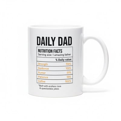 Daily Dad Nutrition Facts Mok 330 ml – Grappige Vader Koffiemok – Beste Papa Cadeau voor Vaderdag & Verjaardag