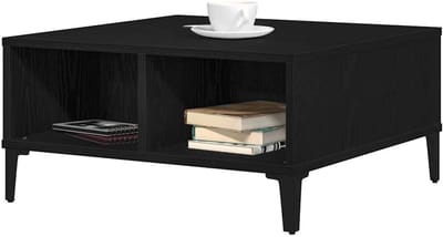 Salontafel - Koffietafel - Woonkamer Inrichting - Met Extra Planken - 60 x 60 x 30 cm - Zwart