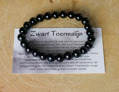 Zwart toermalijn armband met 8mm kralen - edelstenen - Perfect cadeau voor mannen en vrouwen - Inclusief uitleg - Spiritueel - Black Tourmaline - Protection - Tegen straling - Ontspanning - Aarding - Stress - 100% NATUURLIJK