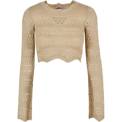 Urban Classics - Cropped Crochet Knit Crop top - M - Beige