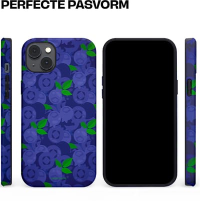 Casetastic hoesje geschikt voor Apple iPhone 14 Plus - MagSafe - Dubbellaagse bescherming - Berrytastic Blauwe Blueberry Bessen - Fashion Case - Donkerblauw Groen