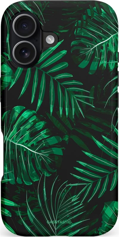 Casetastic hoesje geschikt voor Apple iPhone 17 - MagSafe - Dubbellaagse bescherming - Jungle blad - Fashion Case - Donkergroen Zwart