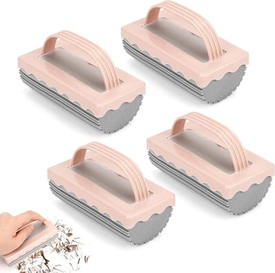 4-delige set haarborstels met snelle reinigingstool voor baardtrim, haar en gootsteen, ideaal voor badkamer en kapperszaak (roze)