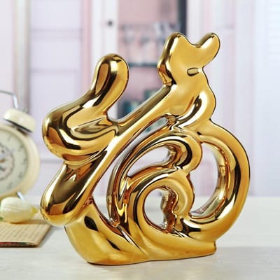 Moderne Minimalistische Ornamenten Gegalvaniseerd Keramiek Goud en Zilver Ambachtelijke Ornamenten Huis Woonkamer Werk Decoratie Decoratie Golden Fu