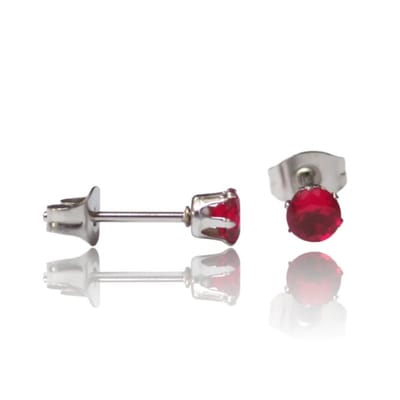 Aramat Jewels | Oorbellen | RVS Zirkonia oorbellen rood - rond | Zilverkleur / 5mm | | | Staal | Kinderen, Volwassenen | Verkleurd niet