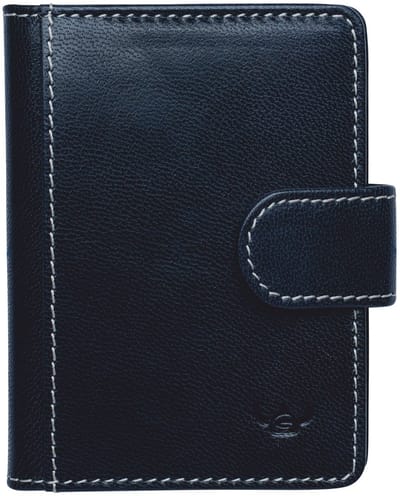 Golden Head Leren kaarthoes Bari RFID Protect Kartenetui mit Riegel 4516 Marineblau donkerblauw