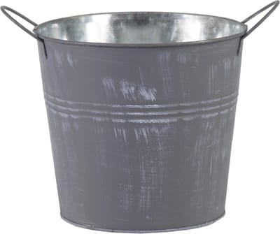 Mega Collections Emmer/plantenpot/bloempot - zink - zilvergrijs - D16 x H14 cm