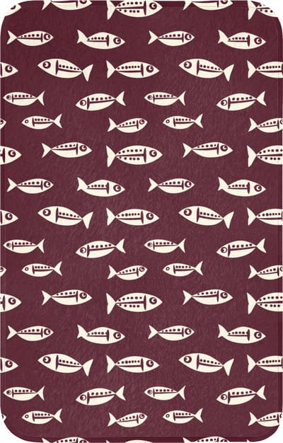 WC mat 50x80 cm - Antislip - Vissen - Grafisch - Patroon - Donker - Toiletmat - Vloermat - Douchemat - Toilet tapijt - Toiletmatten