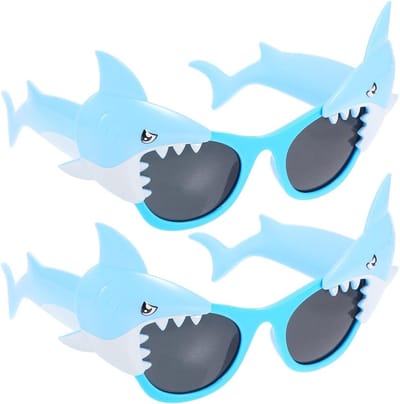 Set van 2 Feestelijke Shark Vormige Glazen voor Halloween en Kerstmis - Grappige Zonnebrillen voor Kinderen en Volwassenen, Perfect als Foto Props en Kostuumaccessoires