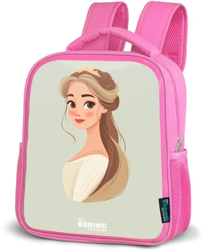 NoBoringSuitcases.com® - Rugzak roze - Schooltas meisjes - Prinses met een tiara - Groen - Kinder rugtas meisje - Boekentas kind - Kinderrugzak voor school - Schoolrugzak