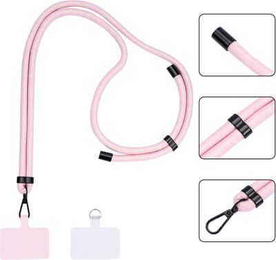 Casemania Extra Sterke Telefoonkoord - Mermaid Pink - Dikke Verstelbare Telefoonketting - Universeel Koord voor Smartphone - Stevig Glitter Roze Draagkoord voor Telefoon - Lanyard Crossbody Cord