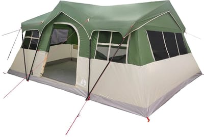 vidaXL - Familietent - 487 - x - 340 - x - 216 - cm - Groen - Polyester - en - Staal
