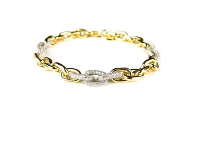 Zilveren armband geel goud verguld gezet met transparante cubic zirconia stenen