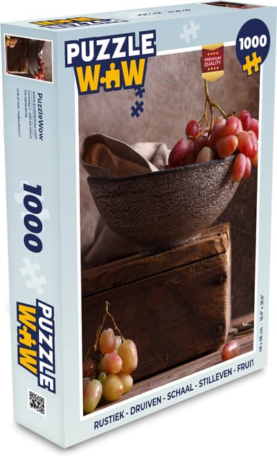 Puzzel Rustiek - Druiven - Schaal - Stilleven - Fruit - Legpuzzel - Puzzel 1000 stukjes volwassenen