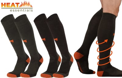 Heat Essentials - Merino Wol Sokken - Compressiekousen - 2 Paar - Groen - Maat 35/38 - Wandelsokken - Skisokken -Compressie Sokken