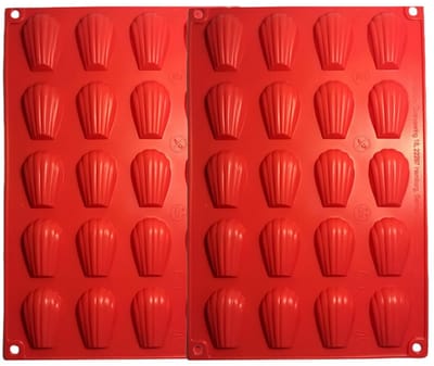 Madeleine bakvormen, 20 gaten mini siliconen madeleines bakvormen, rode madeleine-vorm voor cake chocolade snoepjes koekjes