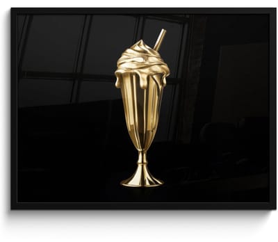 Fotolijst inclusief poster - Posterlijst 70x50 cm - Posters - Milkshake - Goud - Drinken - Zwart - Foto in lijst - Keuken decoratie muur - Wanddecoratie accessoires - Muurdecoratie - Schilderijen