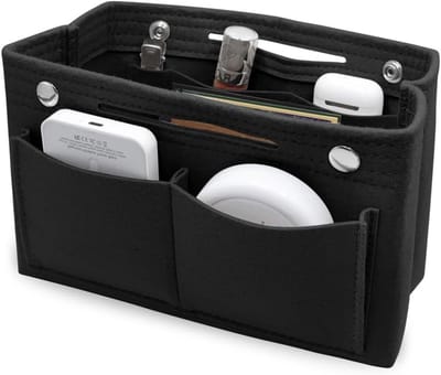 Ruime Vilt Tas Organizer met Binnenvak voor Handtassen - Ideaal voor Orde en Opslag (22.5x10x16cm, Zwart)