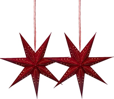 Lumineo verlichte kerstster - 2x - rood - D58 x L24,5 cm - papier - LED - warm wit - steady light - timer - binnen - transformator - IP20