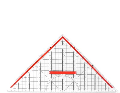 Tekendriehoek Transparant - Geometrie Liniaal - Tekenen en Meten - Geïntegreerde Hoekmeter - 32.5cm Onderkant - Transparant