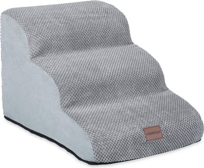 Hondentrap - 3 tredes - 33 cm hoog - kleine hond - bed en bank - grijs